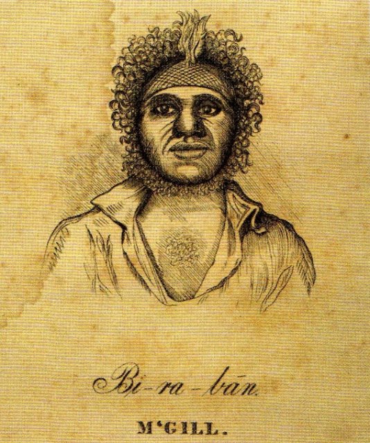 Bi-ra-ban, M'Gill, sketch by Alfred Agate with US Exploring Expedition 1839 in Wilkes, 1852